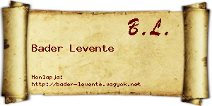 Bader Levente névjegykártya